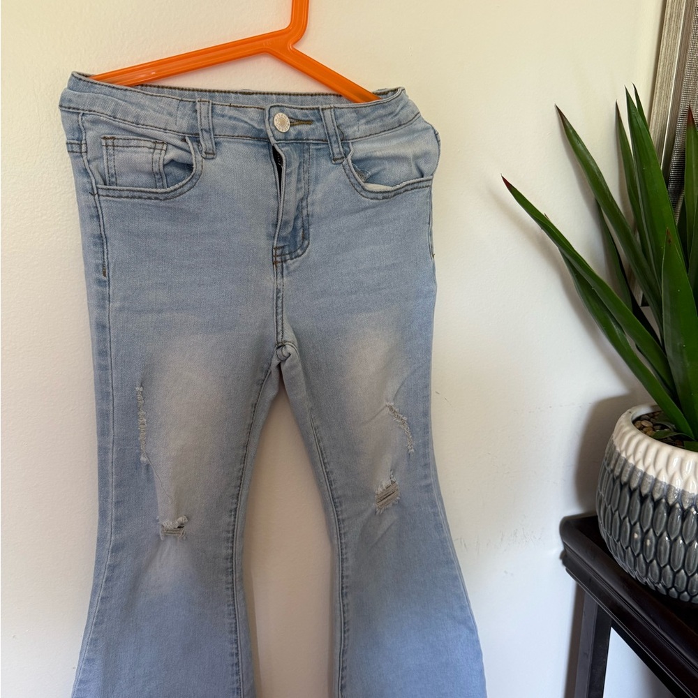 SHEIN Blue Flare Wide Leg Jeans